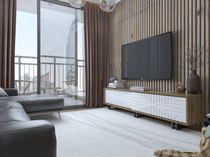 Hanah Home Soporte de TV Askal - Ud, Roble y Blanco